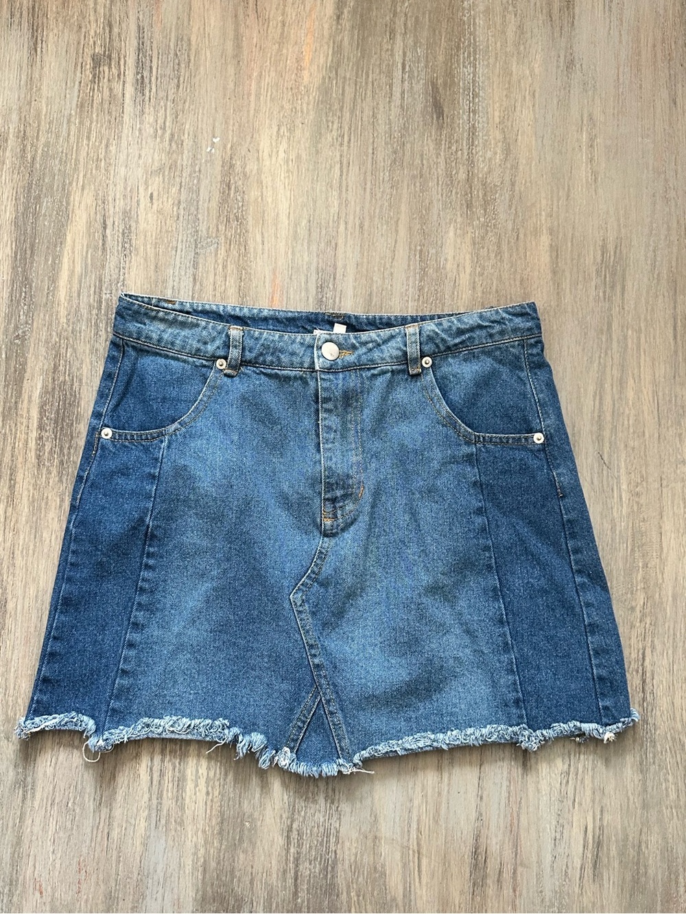 Altar'd State Women’s Distressed Blue Denim Mini Skirt